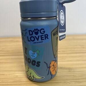 NWT - New Life is Good Stainless Steel Kid Water Bottle Blue Dino, Frog, 14 oz…‎